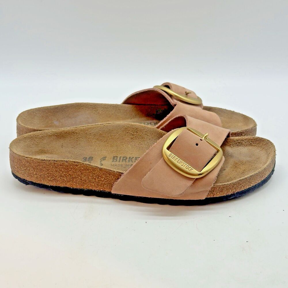 Birkenstock Madrid Big Buckle Slides Women's 7 Sandcastle Nubuck Leather Sandals